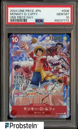 2024 One Piece Japanese One Piece Day #006 Monkey D Luffy PSA 10 GEM MINT - Image 1