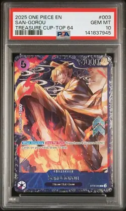 One Piece San-Gorou 2025 Promos Treasure Cup Top 64 #003 PSA 10 - Image 1