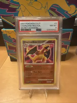 PSA 8 - Charizard 3/132 Reverse Holo Rare - Secret Wonders 2007 Pokemon Card NM - Image 1