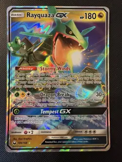 2018 Pokemon Celestial Storm Rayquaza GX 109/168 ULTRA RARE FULL ART HOLO Card! - Image 1