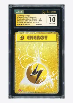Pokemon CGC10 GEM AUTO9 Lightning Energy Holo Yoshinobu Saito 2023 #LIG CLL JPN - Image 1