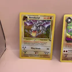 Vtg. Pokemon Aerodactyl Fossil 1/62 Holo 1999-2000 & Dark Primeape 43/82 - Image 1
