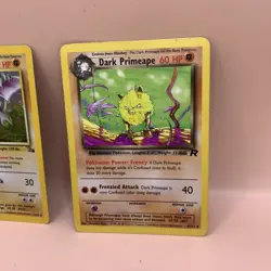 Vtg. Pokemon Aerodactyl Fossil 1/62 Holo 1999-2000 & Dark Primeape 43/82 - Image 3