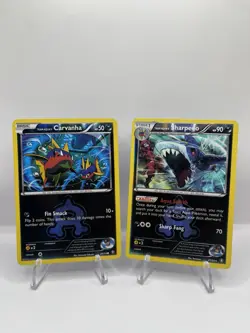 Team Aqua’s Carvanha & Sharpedo(H)- Pokemon Double Crisis 20/21 Reverse-Holo LP - Image 1