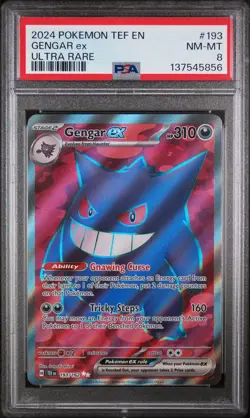 2024 POKEMON TEF EN-TEMPORAL FORCES #193 GENGAR EX ULTRA RARE PSA 8 - Image 1