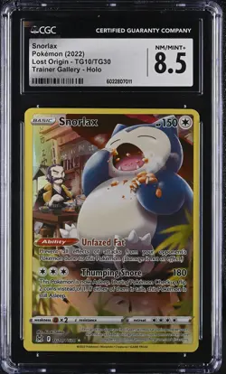 2022 Pokemon Lost Origin Snorlax #TG10 Trainer Gallery Holo CGC PSA 8.5 - Image 1