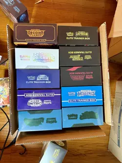 Pokemon etb And Booster Box Sealed Lot pokemon center 30 Boxes Total See PICS - Image 2