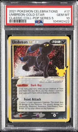 2021 POKEMON CELEBRATIONS CLASSIC COLL #17 UMBREON-GOLD STAR PSA 10 - Image 1