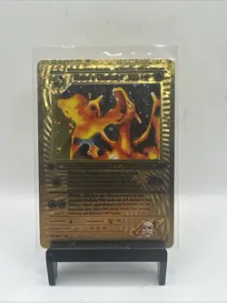 Gold Foil Custom Display Blaine’s Charizard 100hp NM Fan Art Card Flame Jet - Image 1