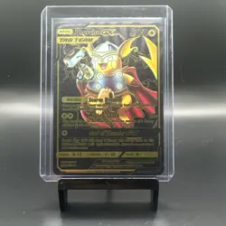 Black Foil Fan Art Display Card Thorchu GX Tag Team ( Pikachu And Thor ) NM/M - Image 1