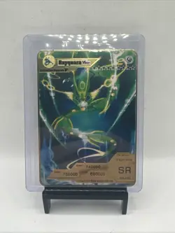 Gold Metal Display Custom Rayquaza Vmax SR Dragon Wave Card Near Mint - Image 1
