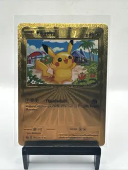 Gold Foil Custom Display Card Pikachu 70hp Thunderbolt NM Free Shipping - Image 1