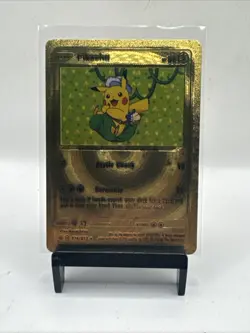 Gold Foil Custom Display Pikachu 80hp NM Fan Art Card Static Shock 074/073 - Image 1