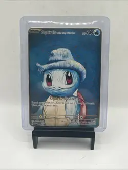 Gold Metal Custom Display Squirtle With Grey Felt Hat 60hp NM Fan Art Card - Image 1