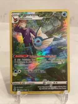 Pokemon Vaporeon TCG Full Art Ultra Rare Holo Card Brilliant Stars TG02/TG30 - Image 1