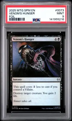 2025 MTG SPIDER-MAN #0073 VENOM'S HUNGER - FOIL-PSA 9 - Image 1