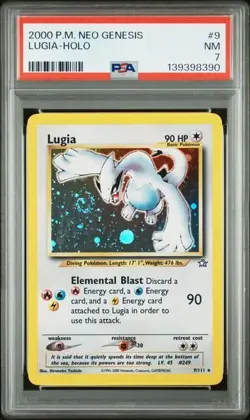 POKEMON LUGIA 2000 NEO GENESIS #9 HOLO PSA 7 *SWIRL* - Image 1