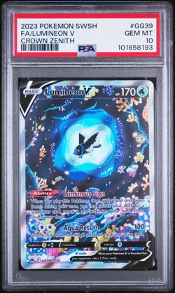 2023 POKEMON SWORD & SHIELD CROWN ZENITH #GG39 FULL ART/LUMINEON V PSA 10 - Image 1