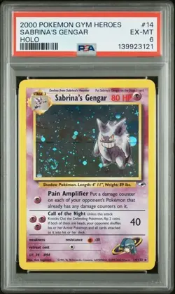 POKEMON SABRINA'S GENGAR 2000 GYM HEROES #14 HOLO PSA 6 *SWIRL* - Image 1