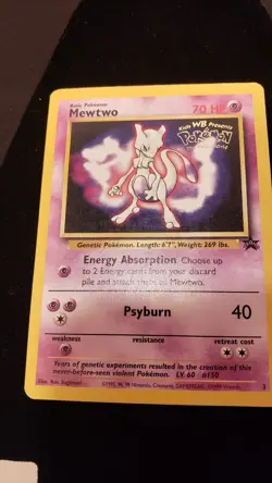 Pokemon Mewtwo Card BLACK STAR PROMO Set #3 Movie WB Stamped! - Image 1