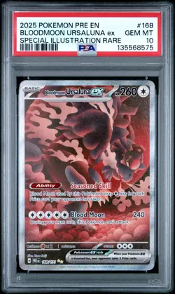 2025 POKEMON PRE EN-PRISMATIC EVOLUTIONS #168 BLOODMOON URSALUNA EX PSA 10 - Image 1