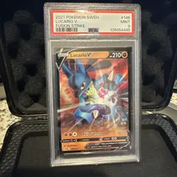 Pokemon TCG 2021 Lucario V 146/264 Swsh08: Fusion Strike Holo PSA 9 - Image 1