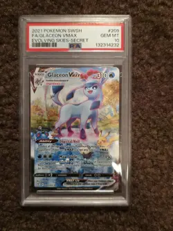 2021 Pokemon Swsh Fa/placenta Vmax Evolving Skies-secret Gem Mint 10 - Image 1