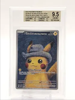 PIKACHU WITH GREY FELT HAT 2023 POKEMON VAN GOGH BLACK STAR #085 BGS 9.5 Q1739 - Image 1