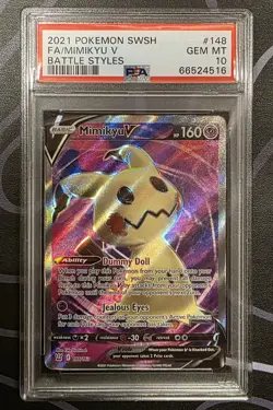 Pokemon Mimikyu V Full Art Ultra Rare Holo Battle Styles 148/163 PSA 10 160 HP - Image 1