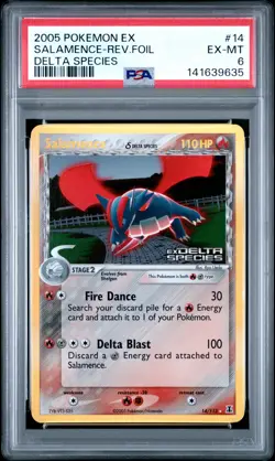 2005 POKEMON EX DELTA SPECIES #14 SALAMENCE-REVERSE FOIL PSA 6 - Image 1