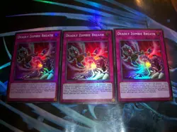 3x Deadly Zombie Breath 1st Edition Super Rare MZMU-EN010 Yu-Gi-Oh! - Image 1