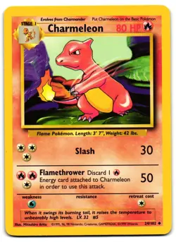 Charmeleon 24/102 - Base Set Uncommon Pokemon TCG - HP Card - Image 1