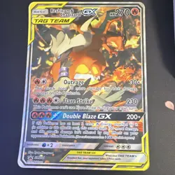 Pokemon JUMBO Reshiram & Charizard GX TAG TEAM Promo Holo Card SM201 HP 270 - Image 1