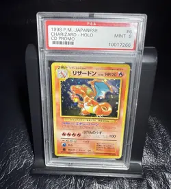 1998 P.M. PSA 9 CHARIZARD HOLO CD PROMO #6 Pokemon Japanese Card *DOUBLE SWIRL - Image 1