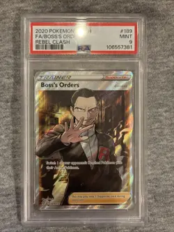 Pokemon TCG Boss's Orders Full Art Trainer Card Rebel Clash 2020, 189/192 Psa 9 - Image 1