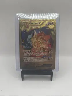 Gold Foil Custom Display Charizard V Card 508hp Near Mint Wild Flames - Image 1