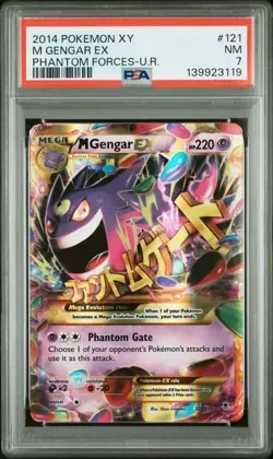 POKEMON M GENGAR EX 2014 XY PHANTOM FORCES ULTRA RARE #121 PSA 7 - Image 1