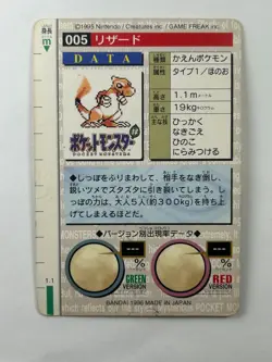 Pokemon Charmeleon 005 Carddass Green Bandai Japanese Card 1996 PSA - Image 2