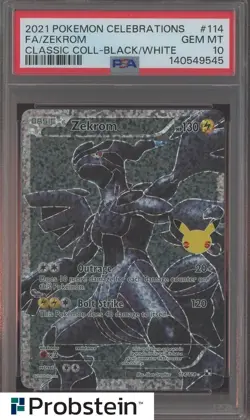 2021 Pokemon Celebrations Classic Black White #114 FA Zekrom PSA 10 - Image 1