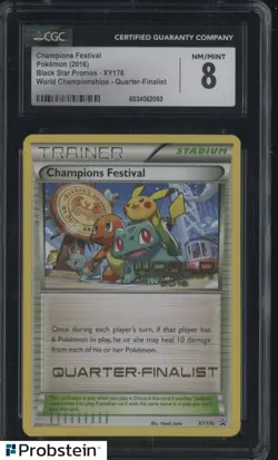 2016 Pokemon BSP World Chmpnshp XY176 Quater-finalist Champions Festival CGC 8 - Image 1