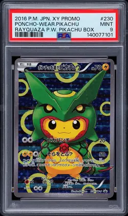2016 POKEMON JAPANESE XY PROMO #230 PONCHO-WEAR.PIKACHU RAYQUAZA PSA 9 - Image 1