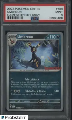 2023 Pokemon OBF EN Gamestop Exclusive #130 Umbreon PSA 9 MINT - Image 1