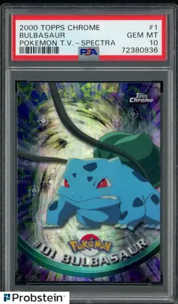 BULBASAUR 2000 TOPPS CHROME POKEMON T.V. SPECTRA #1 PSA 10 - Image 1