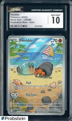2025 Pokemon BLK EN Illustration Rare #129 Dwebble CGC 10 GEM MINT - Image 1