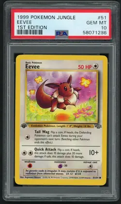 POKEMON 1999 EEVEE 1ST EDITION JUNGLE #51 PSA 10 - Image 1
