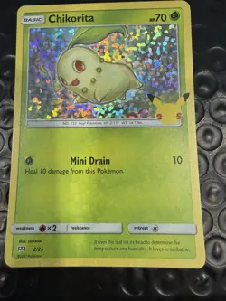 Pokemon Chikorita - 2/25 Promo McDonald's 25th Anniversary Promos 002/025 NM - Image 1