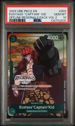 One Piece TCG Eustass"Captain"Kid P-003 Offline Regional PSA 10 Graded - Image 1