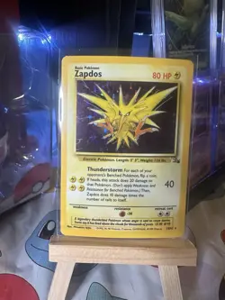 Pokemon Zapdos Fossil Holo Rare 15/62 Basic 80 HP Unlimited Card 1999 - Image 1