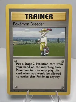 DAMAGED Pokemon Breeder 76/102 Regular/Non-Holo Base Set AUTHENTIC Pokemon Card - Image 1