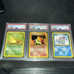 Pokemon Neo Genesis Starters 1st Edition Chikorita, Cyndaquil, Totodile Psa 9 X3 - Image 1